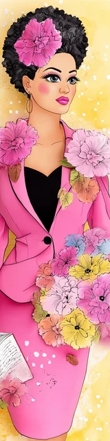 Free teacher bookmark featuring a teacher in a pink suit